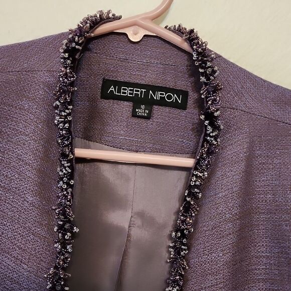 Albert nipon tweed. Beaded trim jacket size 16 - Picture 2 of 8